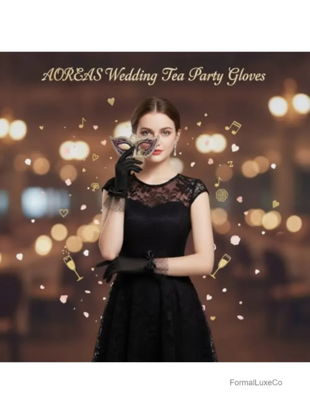 Sheer Lace Gloves with Bow Short Mittens Wedding Tea Party Accessories